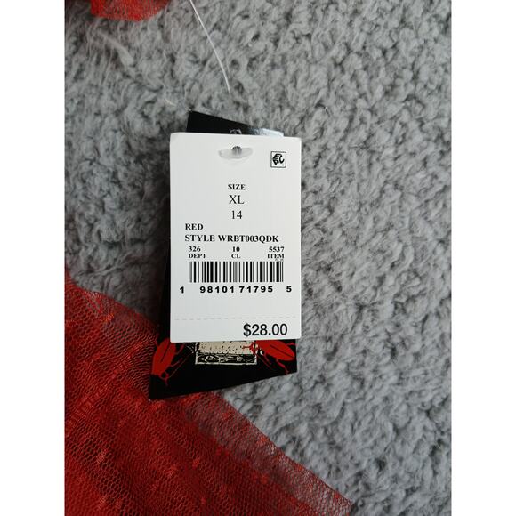 Beetlejuice Costume Girls XL 14 Red Kids Lydia Deetz Dress Long Sleeve Tier NWT - Picture 3 of 8